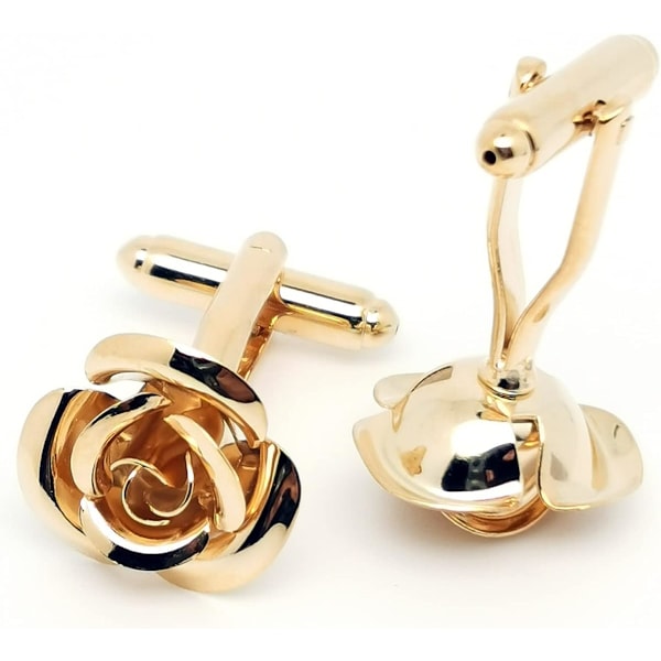 Roseguld Blomstformet Fransk Skjorte Smykke Manschetknapper Rustfrit Tuxedo Manschetknapper Knapper Med Gaveæske Til Forretning Bryllup