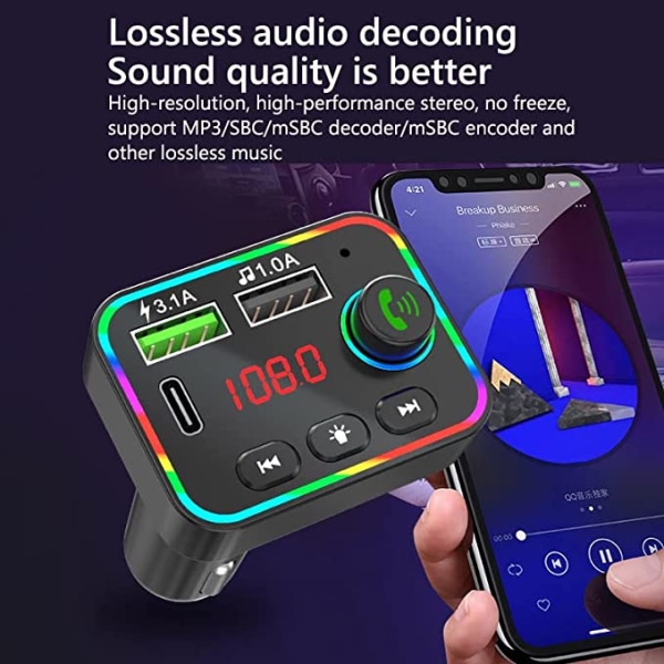 Bluetooth-auton FM-lähetin, 38W PD ja QC3.0 pikalataus auton latauslaite
