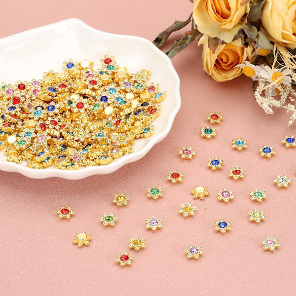 200 st Blomkristall Rhinestone Dekorationer, 13mm Flatback Glas Rhinestones med Hantverks Ädelstenar Kristall Dekorationsknapp för Kläder DIY Hantverk J