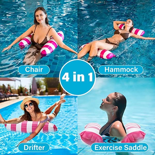 2 st Flytande Reclining Float Hammock, 4 i 1 Uppblåsbar Pool Floats