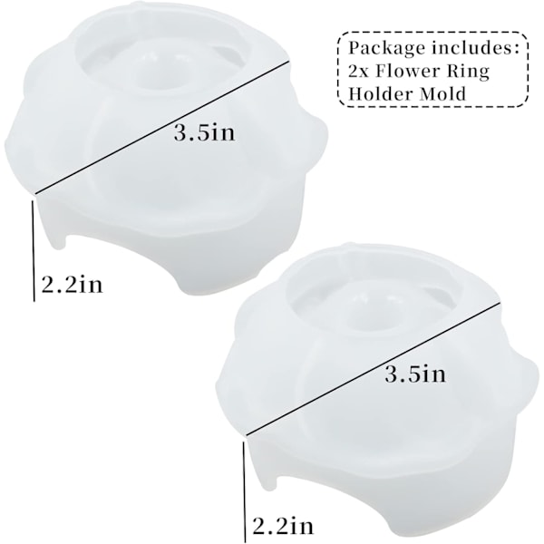 2 stk. Smykkeskrin Form Silikone Blomster Ringholder Resin Form Unik Epoxy Resin Støbeform 3D Skål Æske Smykkeholder Irregulær Bakke Resin Con