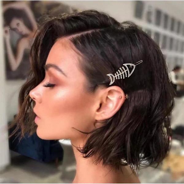 Boho fiskebens hårklips pin krystall sideklips spange glitrende hårnåler gull rhinestone hårklips dekorative hårtilbehør