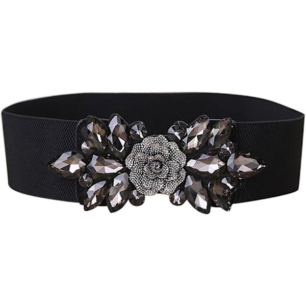 Mote Blomster Rhinestone Spenne Dame Elastisk Midje Cinch Belte for Kjole for Midje