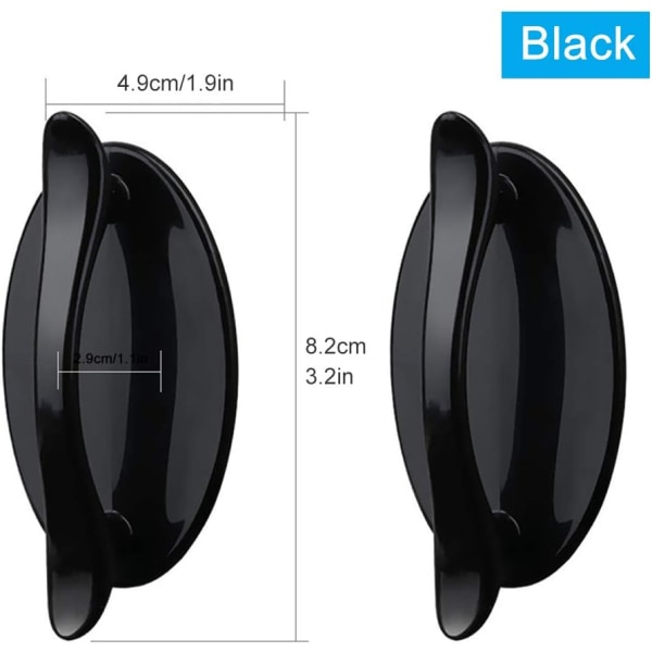 Set med 4 självhäftande svarta ABS-plastdörrhandtag för dörrar,