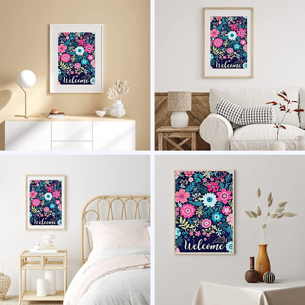 Fleurs Diamantmålning Kit för Nybörjare,Fleurs Diamantkonst Kit 30x40cm(Välkommen),5D DIY Diamantmålning Kit Blommor Konst Hantverk för Heminredning