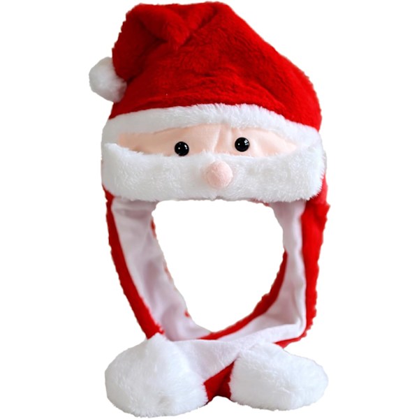 Party Cosplay Funny Plush Santa Hat with Moving Jumping Ears, Cute Christmas Hat