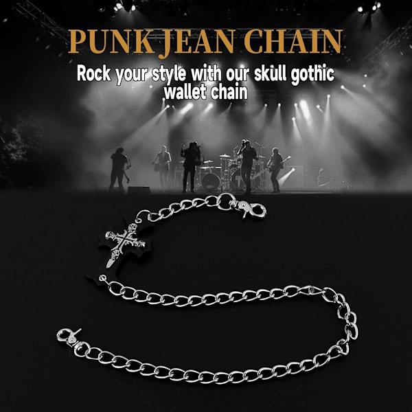 Plånbokskedja Byxkedja Hip Hop Punk Jeanskedja Nyckelring Goth Tillbehör för Kvinnor Män