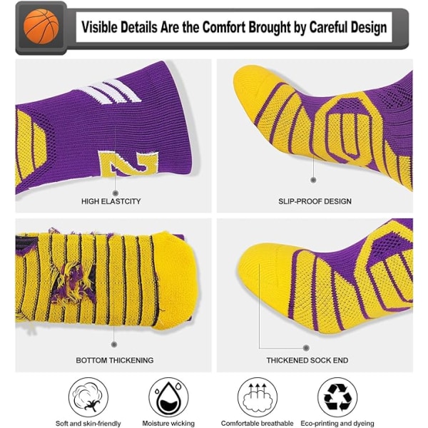 2 Par (Børnekode) Basketballsokker til Mænd og Drenge, Basket