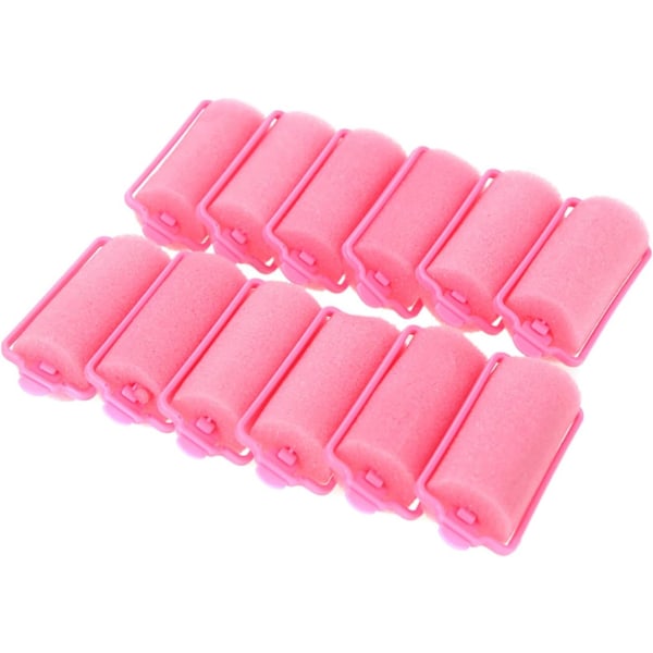 12 stykker 63x32 mm skumsvampruller (Pink) Fleksibel hårstyling
