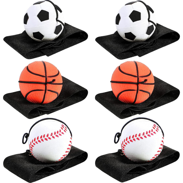 6 stk Wrist Rebound Balls Wrist Ball Sports Ball（Blandet hårfarge