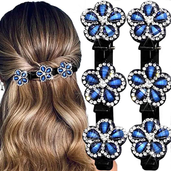 2 stk. Flettede Hårspenner Glitrende Krystallstein Flettede Hårspenner for Kvinner Rhinestone Andenebb Hårnål