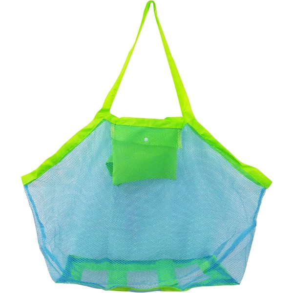 Ocean Stor Meshstrandväska 40 * 24 * 40cm (blå mesh grön rem)