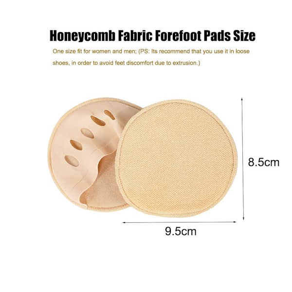 5 Par Honeycomb-Tyg Förfotspads Mjuka Metatarsala Pads Boll av Fotkuddar Tå Topper Foderstrumpor Svampskydd Osynliga Tåöverdrag Tålösa S