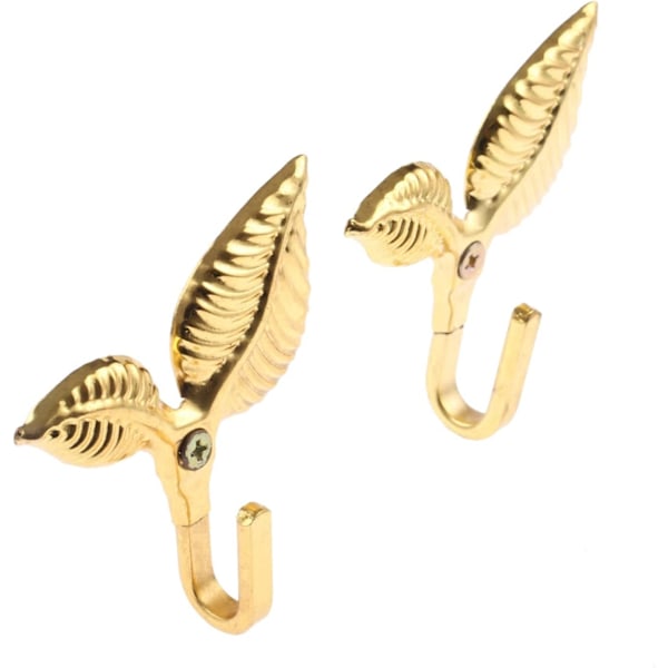 2 st Gardinhållare Knytband Krokar Multifunktionell Väggkrok Guld Vintage Bladdesign