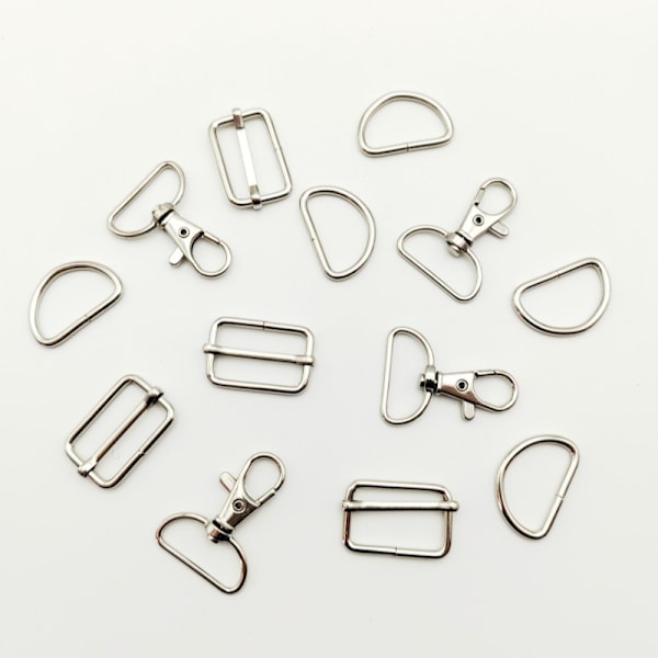 60 st Karabinhake Handväska Sömnadstillbehör, Vridbara Snäppkrokar Sömnad, Tri-Glide Metallspänne + D-formade Ringar + Vridbara Krokar DIY Tillbehör