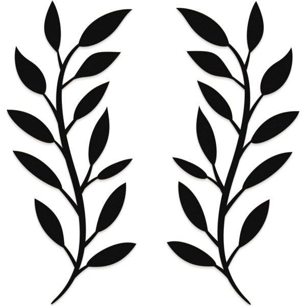 Scroll Olive Branch Leaf Metal Wall Decor - 16\"X16\" 2 Black Wroug