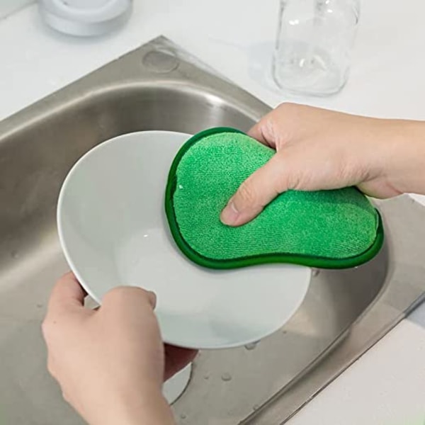 Sett med 5 gjenbrukbare dobbeltsidige svamper (tilfeldig farge) 8 gjenbrukbare
