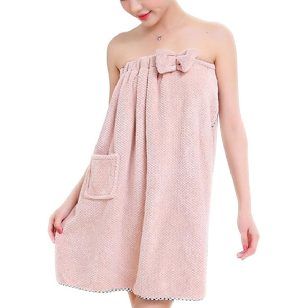 Badehåndklæde (Lyse Pink) Kvinders Blød Mikrofiber Badekåbe Bruseba