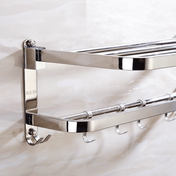 Foldbar Håndklædeholder - 40cm, Rustfrit Stål Håndklædeholder, Badeværelse