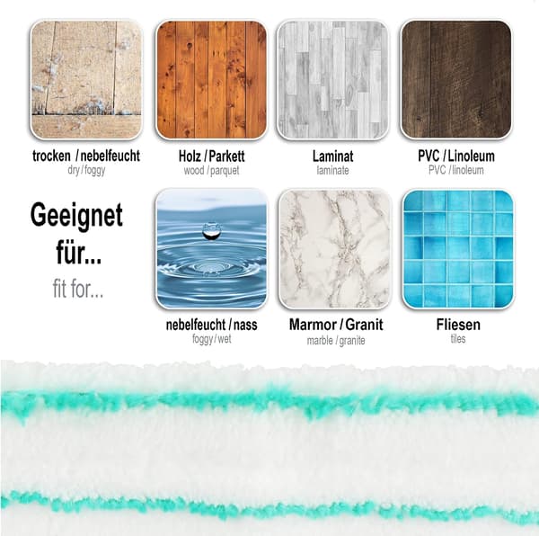 4X Erstatningsklut for Gulvmopp - Erstatningsmikrofiberklut