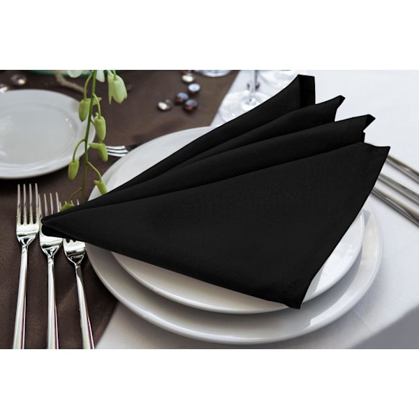[8 Pak, Sort] Kludservietter 17x17 Tommer, 100% Polyester Middagsservietter med Hemsømmede Kanter, Vaskbare Servietter Ideelle til Fester, Bryllupper og Middage