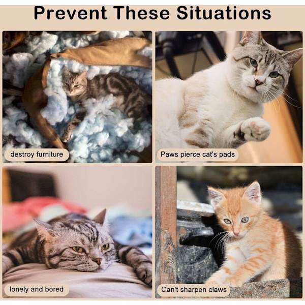 Kattklösbräda, Katt Leksaker med Klocka, 2 i 1 Vågig Katt S