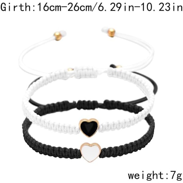 Sett med 2 fargerike hjerteperle-matchende armbånd for par og vennskap Pinky Promise Hjerte flettet lærtau armbånd håndledd justerbart armbånd