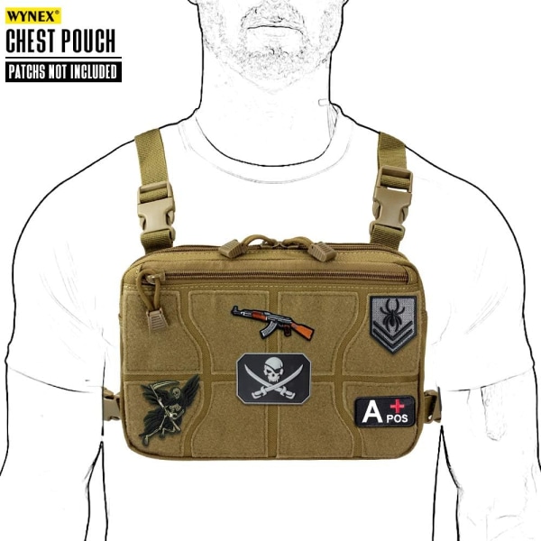 Khaki Tactical Chest Pouch Soft Jacket Pouch Front Pouch Camoufla