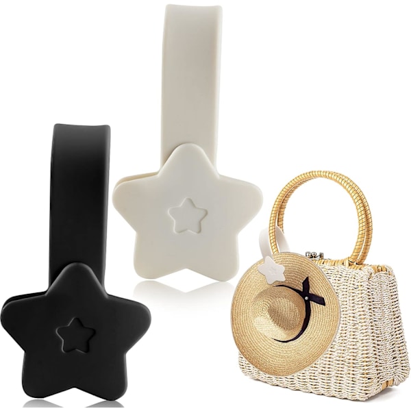 2-pakks Hatteklips (Beige + Svart) Magnetiske Reisehatteklips for Tr