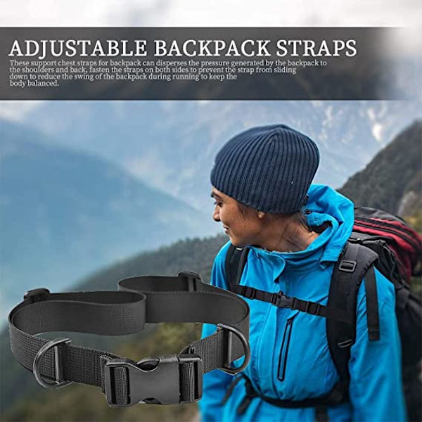 2-pack ryggsäcksbröstrem (svart) justerbar ryggsäcksrem