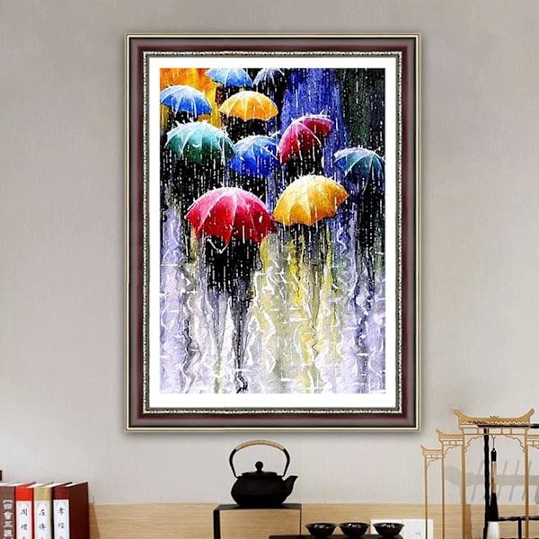 5D Diamantkonstkit Färgglad Paraply 30x40cm Vuxna Barn Kvinnor Present