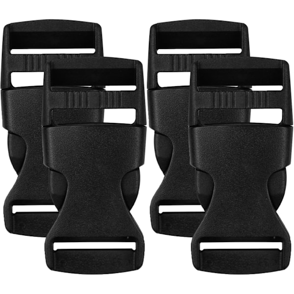4 Stycken 25mm Plastspänne, Med Clipspänne, Dubbelsidig Öppningsspänne, för Bagage, Remmar, Ryggsäckar, Svart, 3.1×6.5cm