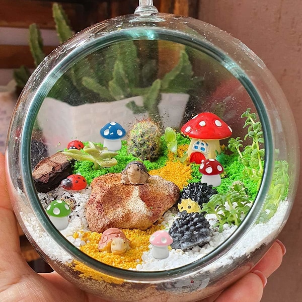 50 stk. Mini Fargerike Sopp Hagedekorasjon - Mini Soppfigurer i Resin, Landskapsornamenter for Hjemmehage Miniatyr Moss Landskapsdekorasjon