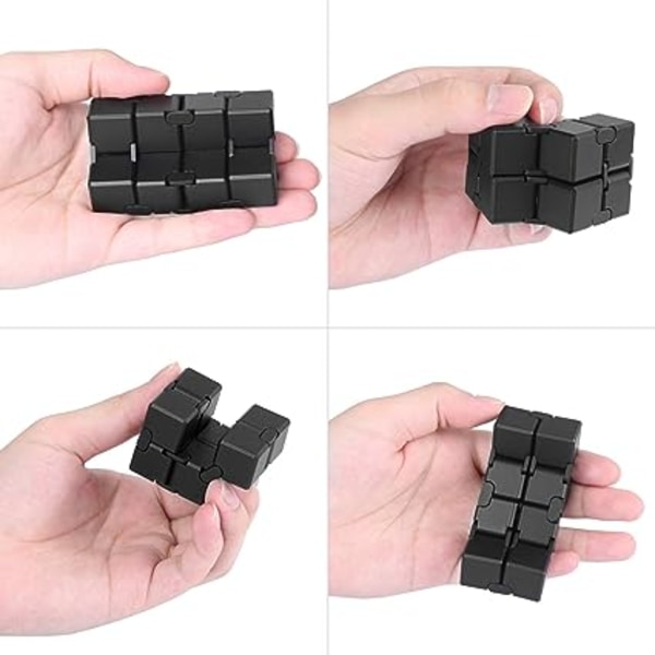 Infinity Cube Leksak Avlastningskub (Svart), Fidget Finger Toy S