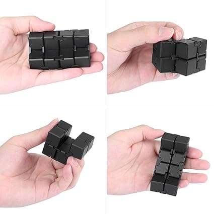 Infinity Cube -lelu, purkauskuutio (musta), sormen pyörittelylelu S