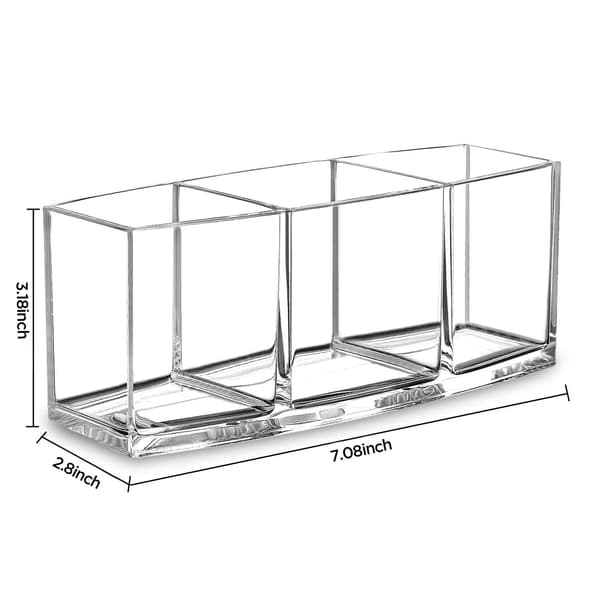 Klar Makeupbørsteholder Organizer, Akryl Kosmetikbørste Opbevaring med 3 Slots, Eyeliners Display Case til Kommode