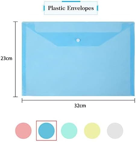 5 stk. Dokumentmappe, Transparent A4 Dokumentmappe, Plastik