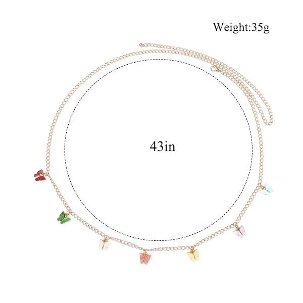 Sommerfugl Taljekæde Guld Krop Kæder Charm Mave Kæde Krop Smykker Tilbehør til Kvinder og Piger