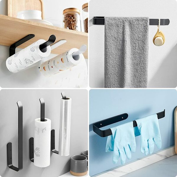 Vægmonteret Papirhåndklædeholder 29,5 cm Sort Aluminium Dørpapir