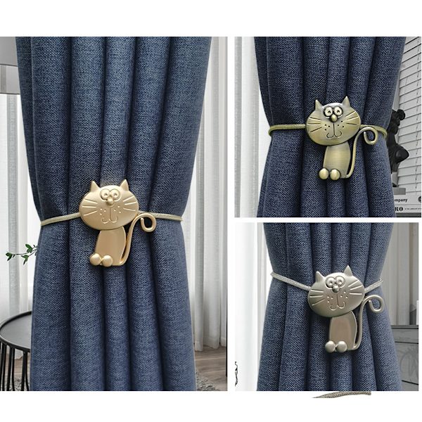 Gardinknapp, 1 stycken (Silver) Katt Magnetisk Gardinrep,