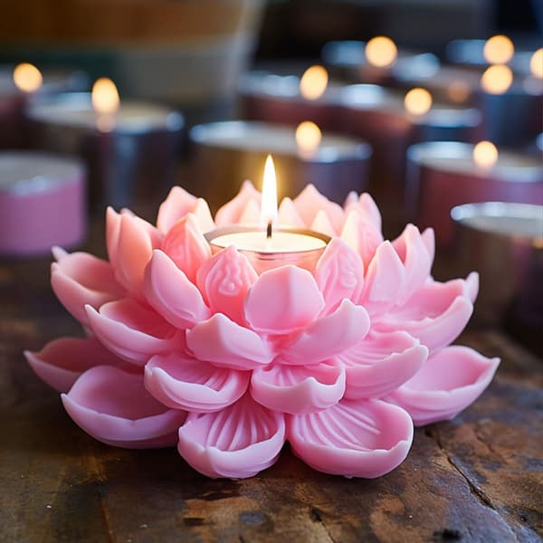 3D Lotus Silikonform - Doftljus, Aromaterapi, Heminredning, Blomformar för Resin, Epoxi, Cement, Gips
