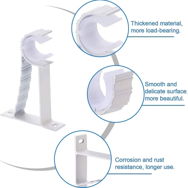 4-pack Aluminiumlegering Gardinstångshållare för Vägg, Gardinstångshållare, Vit