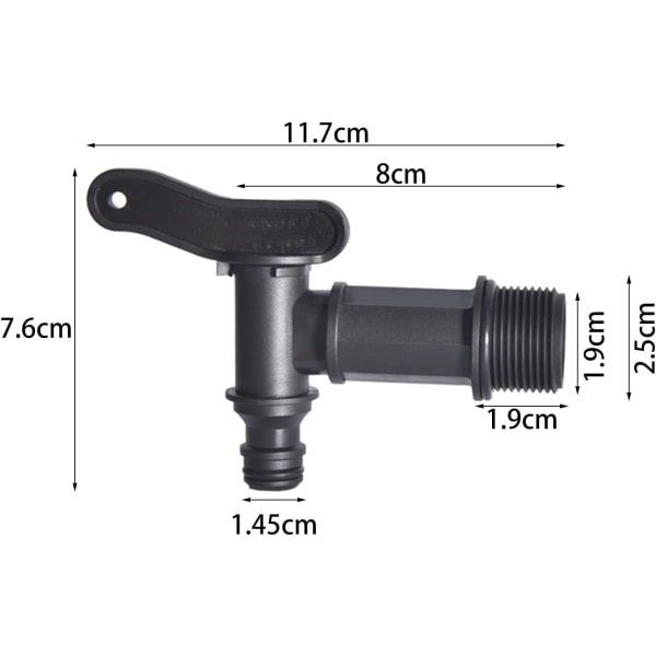 Plasttankkran, 3/4" IBC-adapter for vannoppbevaring, vanning