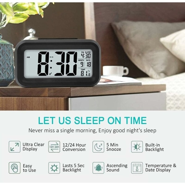 Digital väckarklocka Morning Wake Up, tyst batteridriven Digi