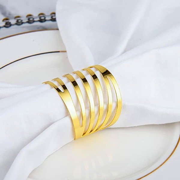 12 stycken runda servetthållare (guld), metallservettring servetspänne