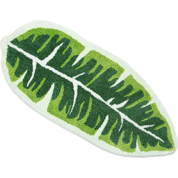 Bathroom Runner Rug Green Leaf Cute Bath Mat Non-Slip Long Boho Runner Rug Soft Absorbent Washable Carpet for Bedroom Ki