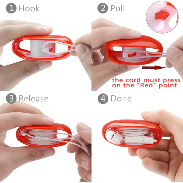 1 stk In-Ear-øretelefoner (rød) Smart Oppbevaringsboks Hodesettholder