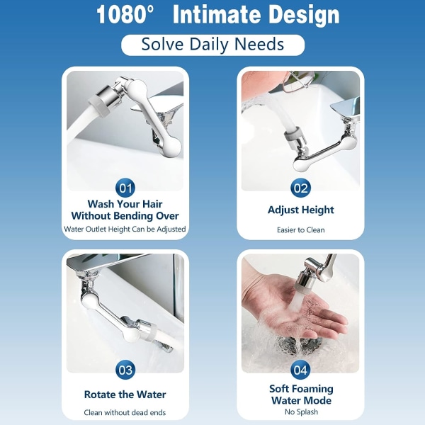 Sprutfilterkran, Kranlufter, Kranfilter, 1080° Rotatable