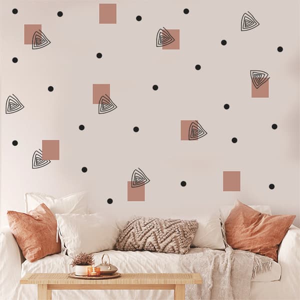 2 stycken moderna minimalistiska prickiga geometriska väggdekaler i