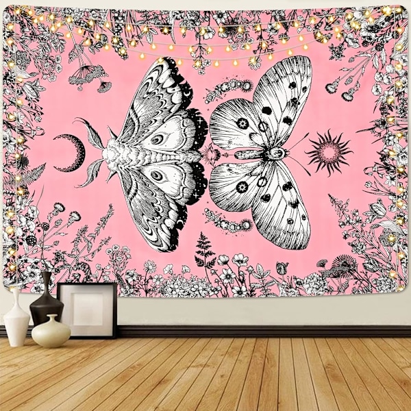 Aesthetic Butterfly Tapestry Boho Moth Tapestry Flowers Plants Ta